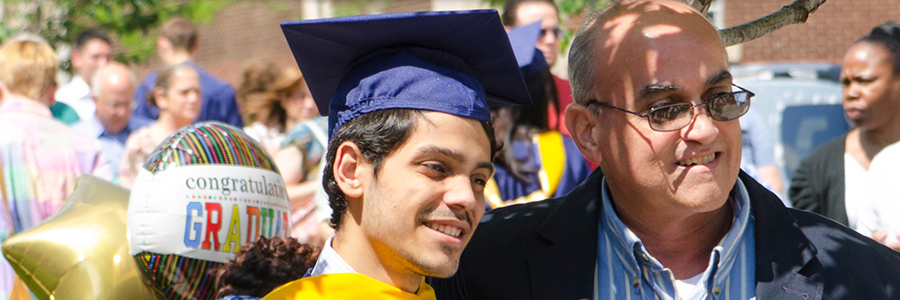 Student and parent at graduation